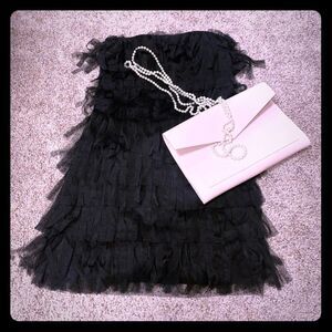New Ann Taylor gauzy fringe Dressy Little Black Dress size 6 party show stopper